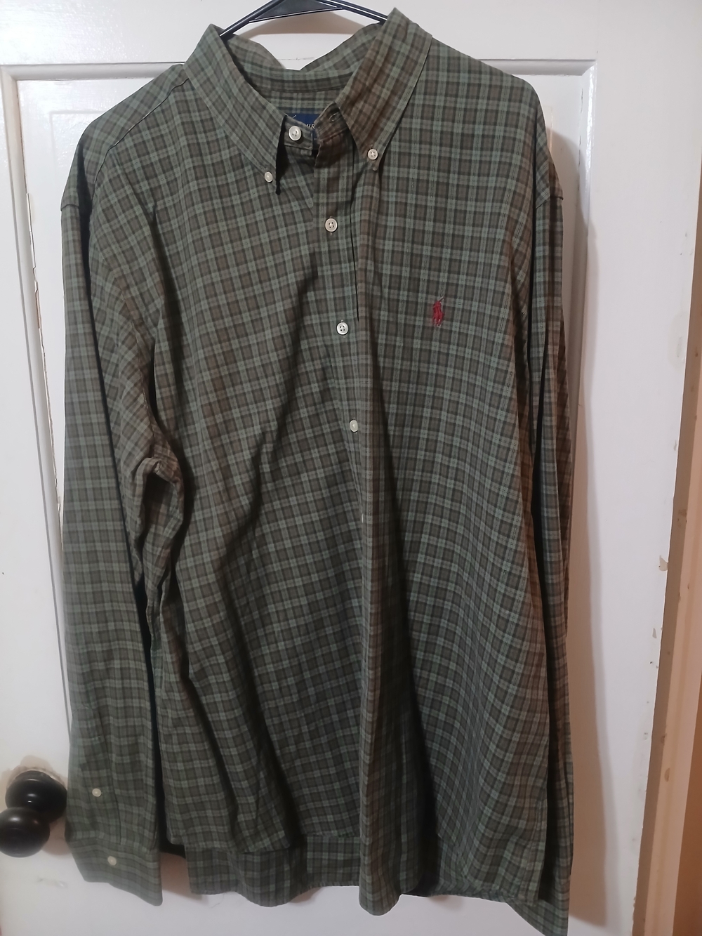 Polo by Ralph Lauren Olive and Dark Green Plaid Button-Down Shirt